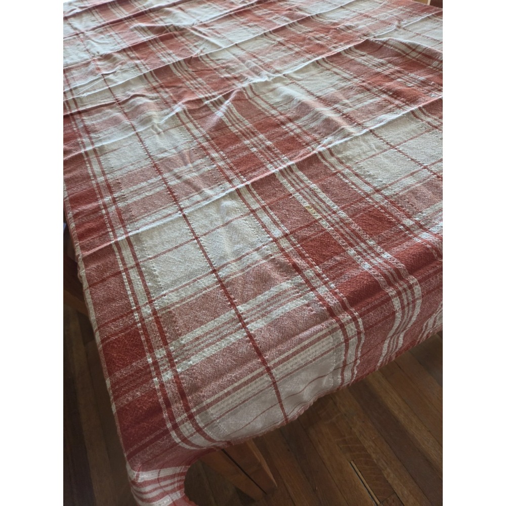 52x70 Tablecloth Rustic Reddish Orange Woven Slight Shimmer Fall Thanksgiving - Picture 2 of 12